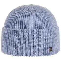 LIERYS Organic Cotton GOTS Short Beanie Strickmütze Baumwollmütze Mütze Wintermütze Damen/Herren - Made in Germany mit Umschlag Herbst-Winter - One Size hellblau von LIERYS