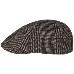 LIERYS Spickard Wool Glencheck Flatcap - 6-teilige Schiebermütze mit Karomuster - Winterkappe Herren - Atmungsaktiv und wärmend - Herbst/Winter dunkelblau S (54-55 cm) von LIERYS