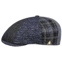 LIERYS Wessington Patchwork Flatcap - Blaue Mütze (55-62 cm) - Schiebermütze Herren - Warme Winterkappe mit Stretchfutterband - Herbst/Winter blau 62 cm von LIERYS