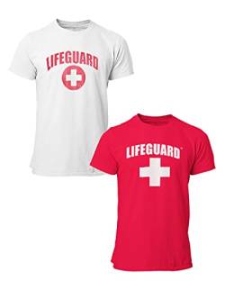 LIFEGUARD Offizielles Lizenzprodukt, 2er-Pack, kurzärmelig, Rundhalsausschnitt, T-Shirt für Herren und Damen, Unisex - Rot - Medium von LIFEGUARD