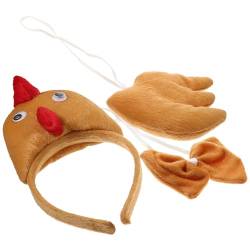 Hahn-Stirnband Mit Fliege Ostern Huhn Hahn Kostümzubehör-Set Haarband Nase Und Fliege Tier-Requisiten Ostern Cosplay – Henne von LIFKOME