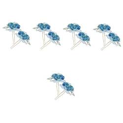 LIFKOME 10 Stk Blaue Blumenhaargabel Haarspange Für Mädchen Retro-haarstab Lolita-haarspange Perlenblumen-kopfschmuck Haarschmuck Für Teenager Metall Die Blumen Fräulein Essstäbchen von LIFKOME