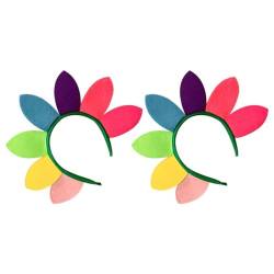 LIFKOME 2 Stück Sonnenblumen-Stirnbänder Sonnenblumen-Krone Regenbogen-Blumen-Haarband Blumen-Tiara Party Cosplay Kopfschmuck Für Bühnenauftritt Fotokabinen-Requisiten von LIFKOME