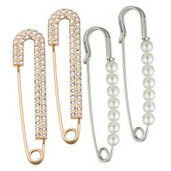 LIFKOME 4 Stück Perlen Strassnadeln Dekorative Nadeln Schalnadeln Broschennadeln Für Damen Modische Dekorative Sicherheitsnadeln Für Kleidung Perlenbroschennadeln Für Frauen von LIFKOME