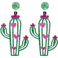 LIFKOME Acryl Ohrringe für Frauen Kaktus Dangle Tropfen Ohrringe Wüste Kaktus Statement Dangle Ohrringe Grüne Kaktus Ohrringe Tropische Pflanzenschmuck Kaktus Geschenk Tropischer von LIFKOME