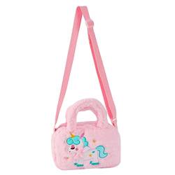 LIFKOME Einhorn-Tasche Geldbörse Für Mädchen Kindergeldbörse Umhängetasche Damen Mädchen-geldbörse -mädchen-Geschenk Handtasche Für Damen Plüsch Rosa Aufbewahrungstasche Reisen Bote von LIFKOME