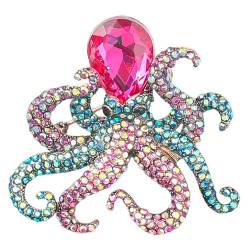 LIFKOME Lustige Oktopus-Brosche graceling dirndl elegant funky Anstecknadel mit Tiermotiv Kristall Oktopus-Brosche für Frauen Strassstifte Hutnadeln Kragennadel Frauen Mantel Brosche Mode von LIFKOME