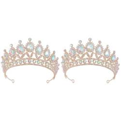 LIFKOME Strass-Krone 2 Stück Diademe Und Kronen Für Frauen Tiara Festzug Abschlussball-Krone Hochzeit Braut-Tiara Für Geburtstag Cosplay Party Feier Golden von LIFKOME