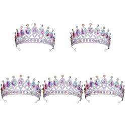 LIFKOME Strass-Krone 5 Stück Diademe Und Kronen Für Frauen Tiara Festzug Abschlussball-Krone Hochzeit Braut-Tiara Für Geburtstag Cosplay Party Feier Silber von LIFKOME