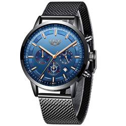 LIGE Uhr Herren Mode Wasserdicht Chronograph Uhr Luxus Geschäft Analog Quarz Uhren Schwarz Edelstahl Uhren von LIGE