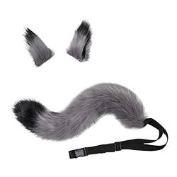 3 Stück Wolf Cosplay Set Füchse Ohren Haarspangen Kopfschmuck Plüsch Schwanz für Halloween Haarstyling Haarnadeln von LIGSLN
