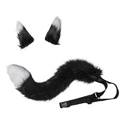 3 Stück Wolf Cosplay Set Füchse Ohren Haarspangen Kopfschmuck Plüsch Schwanz für Halloween Haarstyling Haarnadeln von LIGSLN