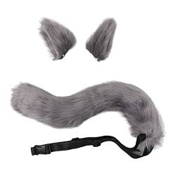 3 Stück Wolf Cosplay Set Füchse Ohren Haarspangen Kopfschmuck Plüsch Schwanz für Halloween Haarstyling Haarnadeln von LIGSLN