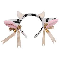 Cartoon-Plüsch-Kuhohren-Haarband mit Glocken, Schleife, Haarband, Tierhaarreif, Party, Cosplay, Kopfbedeckung von LIGSLN