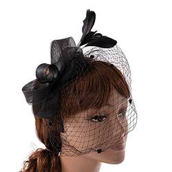 Damen Fascinator Stirnband Cocktail Stirnband Feder Fascinator Mit Schleier Tea Party Schleife Fascinator Schleier Mesh Schleife Fascinator von LIGSLN