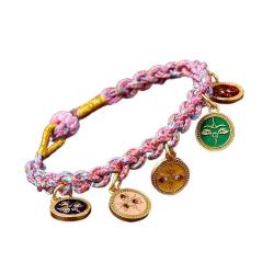 LIGSLN Ethnisches handgewebtes Armband, tibetische Handkette, Pfirsichknoten, Armreif, Schmuck für Damen, 6cm, Kein Edelstein von LIGSLN