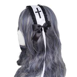Mehrschichtiger Spitzen Haarreifen Für Mädchen Spitzenschleifen Mit Langem Kopfschmuck Niedlicher Dienstmädchen Kopfschmuck Stirnband Haarband von LIGSLN