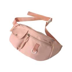 Niedliche Bauchtasche für Damen und Mädchen, Umhängetasche, einfarbig, Nylontasche, Brusttasche, Tagesrucksack, Pk, 42*12*20cm von LIGSLN