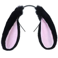 Plüsch-Haarreif mit langen Hasenohren, niedliches Stirnband, Haar-Accessoire, Haarband für das tägliche Haarstyling von LIGSLN