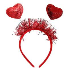 Valentinstag-Kopfbedeckung, niedliches Herz-Stirnband, Pailletten, Liebeskopf, Bopper, Haarreif für Party, Haarband, Urlaub, Haarschmuck von LIGSLN