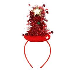 Weihnachtsbaum-Stirnband, Weihnachtsmannmütze, Haarreif, elastisch, glitzernd, leuchtender Urlaubsparty-Kopfschmuck von LIGSLN