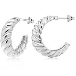 LIHELEI Damen Creolen Ohrringe Silber, 925 Sterling Silber Twist Hoop Earring Ohrringe für mädchen - Silber von LIHELEI