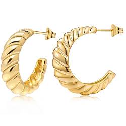 LIHELEI Damen Gold Creolen Ohrringe, 14k Vergoldet Twist Hoop Earring Ohrringe für mädchen - Gold von LIHELEI