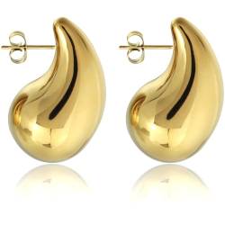 LIHELEI Dupes-Ohrringe für Damen, 18 Karat Gold Wassertropfen-Ohrringe, Hypoallergene Damen Chunky Ohrringe für Mutterschmuck und Geschenk für Frauen und Mädchen von LIHELEI