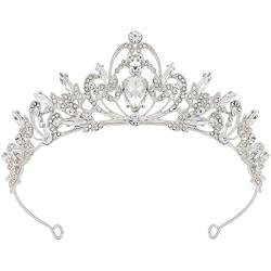 LIHELEI Krone Damen Tiara, Prinzessin Diadem Hochzeit Tiara, Kristall Tiara für Hochzeit, Ball, Braut-Diadem, Braut-Haarschmuck, Partydekoration - Argento + Cristallo Bianco von LIHELEI