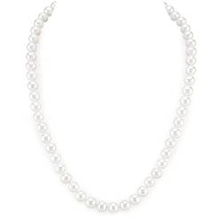 LIHELEI Perlenkette, 6mm Pearl Necklace, Lange Kette Perlenkette für Frauen, Silber Imitation Perle Halskette, Pearl Orb Choker, Perlenkette Damen Perlenkette Herren - 50cm von LIHELEI
