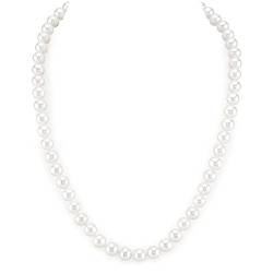 LIHELEI Perlenkette, 8mm Pearl Necklace, Lange Kette Perlenkette für Frauen, Silber Imitation Perle Halskette, Pearl Orb Choker, Perlenkette Damen Perlenkette Herren - 50cm von LIHELEI