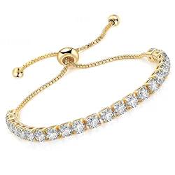 LIHELEI Tennis Armband Damen, Diamant Verstellbares Armband mit Shining Zirkonia für Geschenk für Mutter, Ehefrau, Freundin, Jubiläum - Gold von LIHELEI