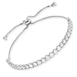 LIHELEI Tennis Armband Damen, Diamant Verstellbares Armband mit Shining Zirkonia für Geschenk für Mutter, Ehefrau, Freundin, Jubiläum - Sliber von LIHELEI