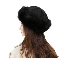 Chorhüte Wolle Solide Frauen Winter Mongolische Mütze Ohrenschützer Solide Mütze Dicke Mode Warme Baseballmützen Hüte für Männer, Schwarz , One size von LIJCC