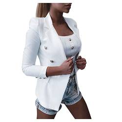 Damen Mode Anzug Langarm Mantel Slim Arbeit Top Casual Blazer Open Front Langarm Arbeit Büro Jacken Blazer, weiß, 36 von LIJCC