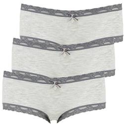 LIKE IT 3er Pack Damen Panty Slips in Geschenkbox - Nina von C. - 6016 - Modal mit Spitze (L, Anthrazit) von LIKE IT