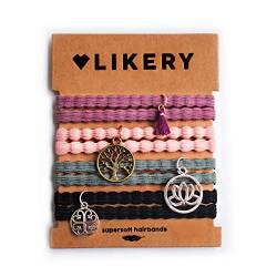 Supersofte Haargummis | Starke Spannkraft | Coole Armbänder | Geschenke für Frauen Kinder Mädchen | Haargummi Anhänger | Armband mit süßen Anhängern | Farbe: Weiß, Rosa, Türkis von LIKERY