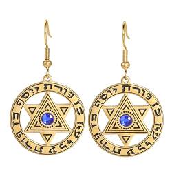 Davidstern Ohrringe Megan Star Israel Hebräische Ohrringe für Frauen Vintage Jüdischer Schmuck mit blauem Zirkon (Goldton) von LIKGREAT