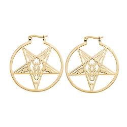 Große Pentagramm Ohrringe für Frauen Glauben Symbol Ohrschnallen Pentacle Schmuck Halloween Pagan Wiccan Cosplay Zubehör (Goldton-Stil 1) von LIKGREAT