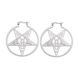 Große Pentagramm Ohrringe für Frauen Glauben Symbol Ohrschnallen Pentacle Schmuck Halloween Pagan Wiccan Cosplay Zubehör (Silberton-Stil 1) von LIKGREAT
