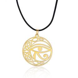 LIKGREAT Auge des Horus Halskette Antike Ägyptische Anhänger Halsketten Ägypten Augen Glücksbringer Amulett Schutz Edelstahlschmuck für Männer Frauen (1-g) von LIKGREAT