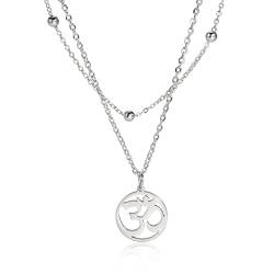 LIKGREAT Damen-Halskette, indischer Yoga-Anhänger, Om, Ohm, Sanskrit-Anhänger, Halsketten mit Hindu-Symbol, Schmuck für Frauen und Mädchen (silver) von LIKGREAT