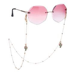 LIKGREAT Maskenkette Brillenkette Perlen Brillenkette Halter Strap Obst Sonnenbrille Kette Gold Brillenkette Lanyard Brillenband Halskette für Frauen Brillenhalter (Kaktus) von LIKGREAT