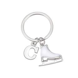 LIKGREAT Schlittschuh Schlüsselanhänger Eiskunstlauf Schlüsselanhänger Initiale Schlittschuhlaufen Charm Schlüsselanhänger Winter Weihnachtsdekoration Geschenke für Frauen Mädchen (C) von LIKGREAT