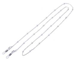 Likgreat Brillenkette für Damen, Perlenkette für Lesebrillen, Sonnenbrillen, Brillenhalter Silver, White Connector von LIKGREAT