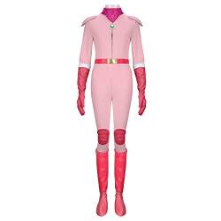 LIKUNGOU Damen Prinzessin Peach Jumpsuit Cosplay Kostüm Rosa Sport Onesie Bodysuit Erwachsene Halloween Deluxe Fancy Dress Outfit (XL) von LIKUNGOU