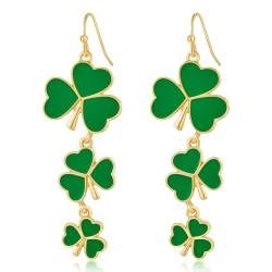 LILIE&WHITE Irische Kleeblatt-Ohrringe für Frauen, grüne Kleeblatt-Ohrringe, Kleeblatt-Ohrhänger, goldene Ohrringe, St. Patricks Day-Ohrringe, Glücksohrringe, Schmuck, Geschenke von LILIE&WHITE