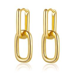 LILIE&WHITE Paper Clip Ohrringe für Frauen Link-Ohrringe 14 Karat Gold Creolen Ohrringe Goldene Tropfen-Ohrringe für Frauen Rechteckige Ohrringe Link-Ketten-Ohrringe von LILIE&WHITE