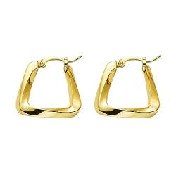 LILIE&WHITE Twisted Hoop Earrings for Women 14K Gold Plated Twisted Square Hoop Earrings Simple Big Chunky Hoop Earrings Minimalist Geometry Earrings Jewelry Gifts von LILIE&WHITE