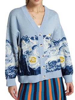 LILILEIDY Van Gogh Vintage Strickjacke Strick Herbst Winter Pullover Mantel Lazy V-Ausschnitt Pullover Jacke Lose, Sternennacht, L von LILILEIDY